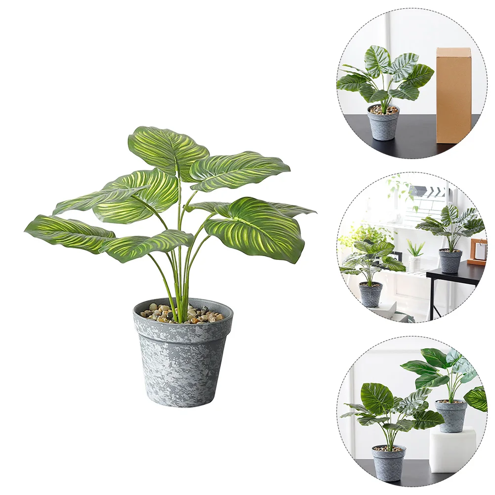 

Artificial Plant Bonsai Imitation Watermelon Leaf Green Plant Desktop Pebbles Home Office School Mall Supermarket Balcony Living