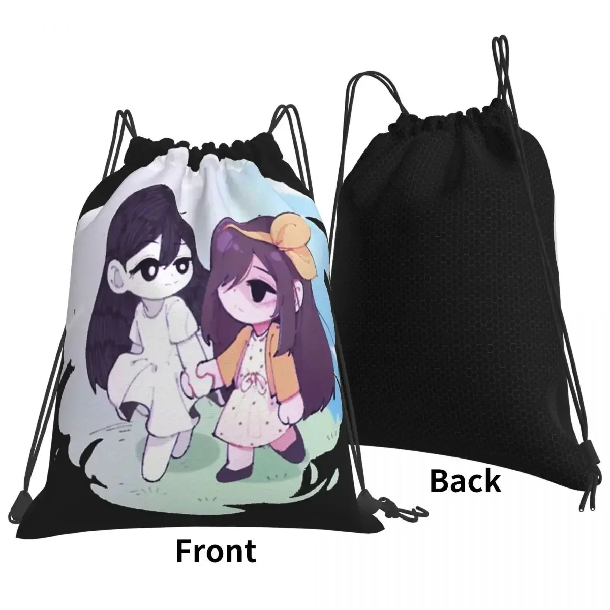 Omori Anime Video Game Backpacks Fashion Portable Drawstring Bags Drawstring Bundle Pocket Sports Bag Book Bags For Man Woman