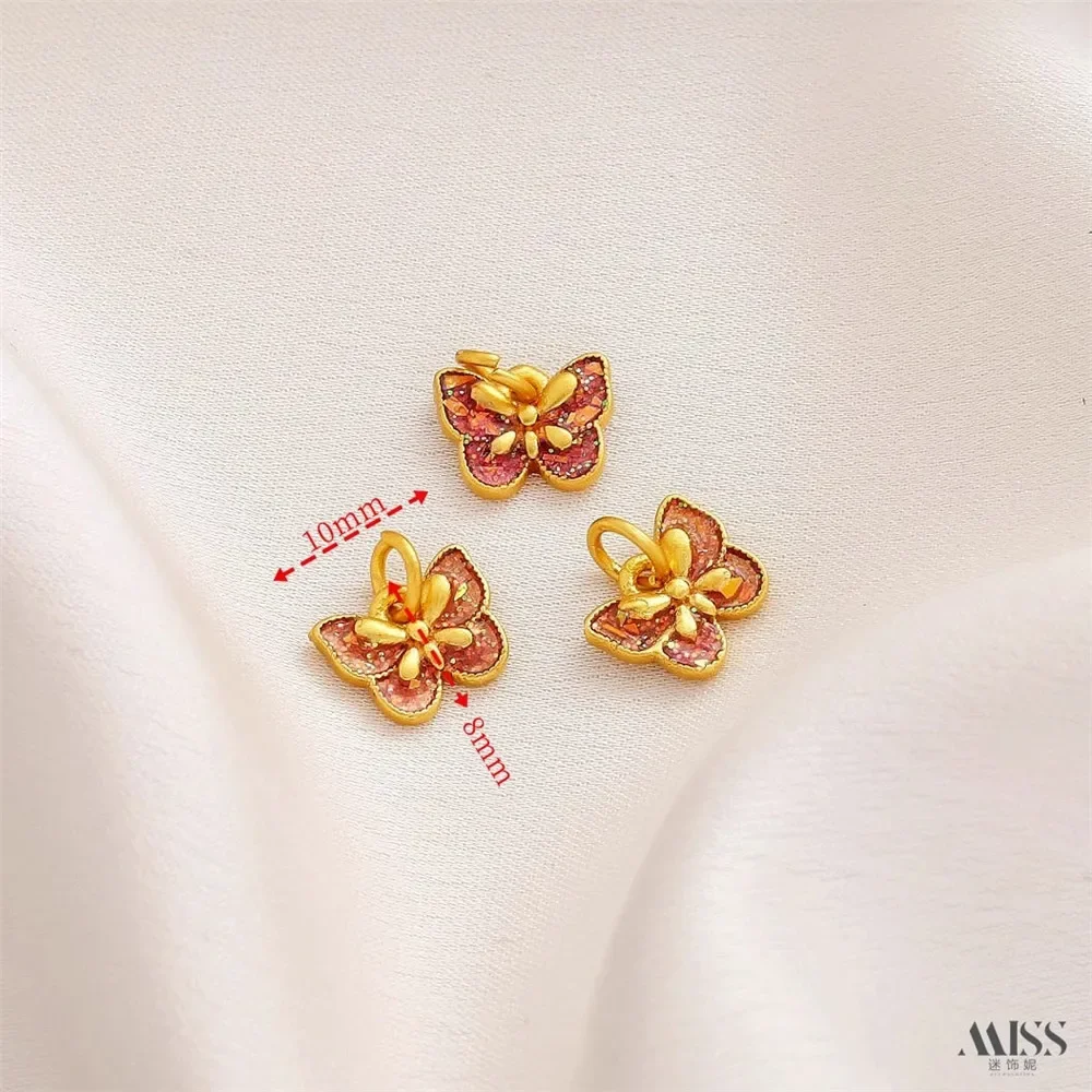 البكم الذهبي الرمال الذهب حزمة الذهب اللون السحلية قفل فلاش فراشة اللؤلؤ لوتس نانا تونغ قلادة DIY بها بنفسك مجوهرات اكسسوارات #3