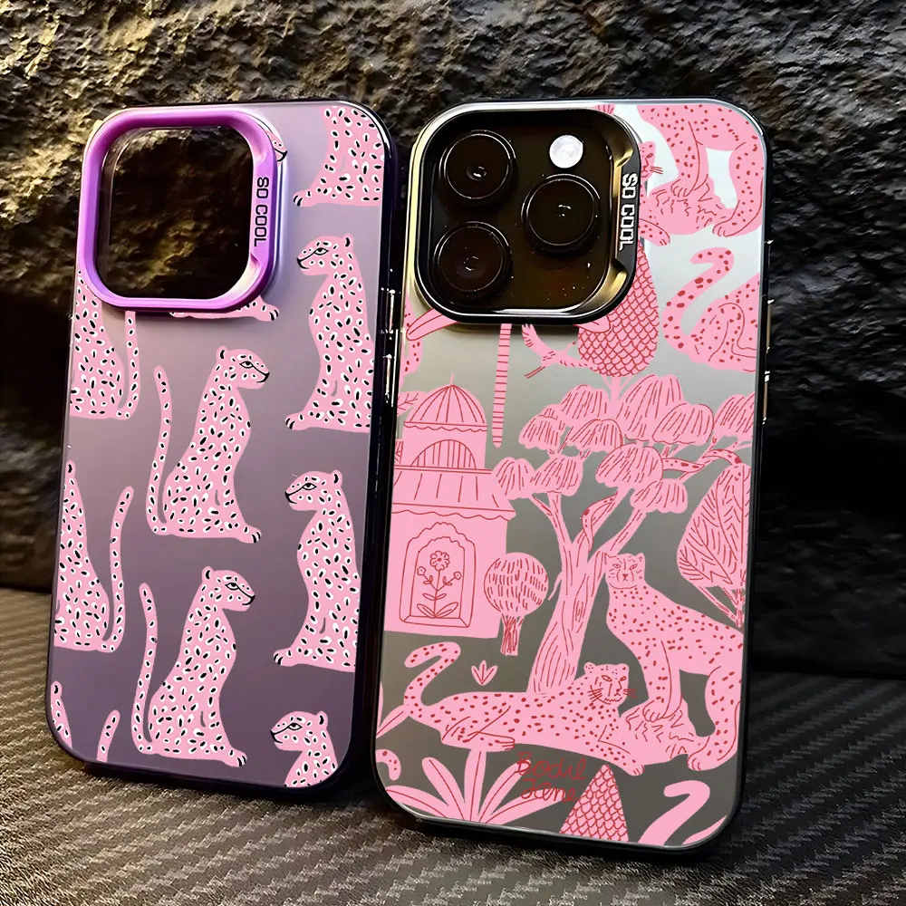 Pink leopard print Phone Cases For Samsung galaxy s25 s24 s24plus s24ultra s23 s22 s21 s21fe s23fe s20 s20fe Soft Cover