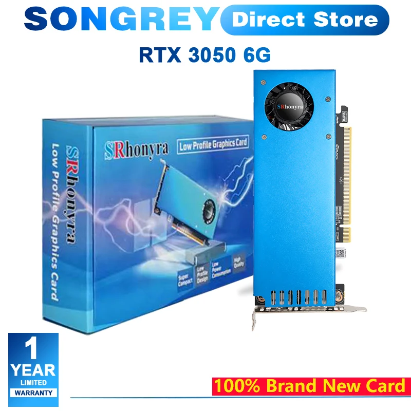 

SRhonyra Geforce RTX 3050 6GB GDDR6 96 Bits Low Profile Graphics Card PCIe 4.0 X16 SFF GPU Dual Output Ports