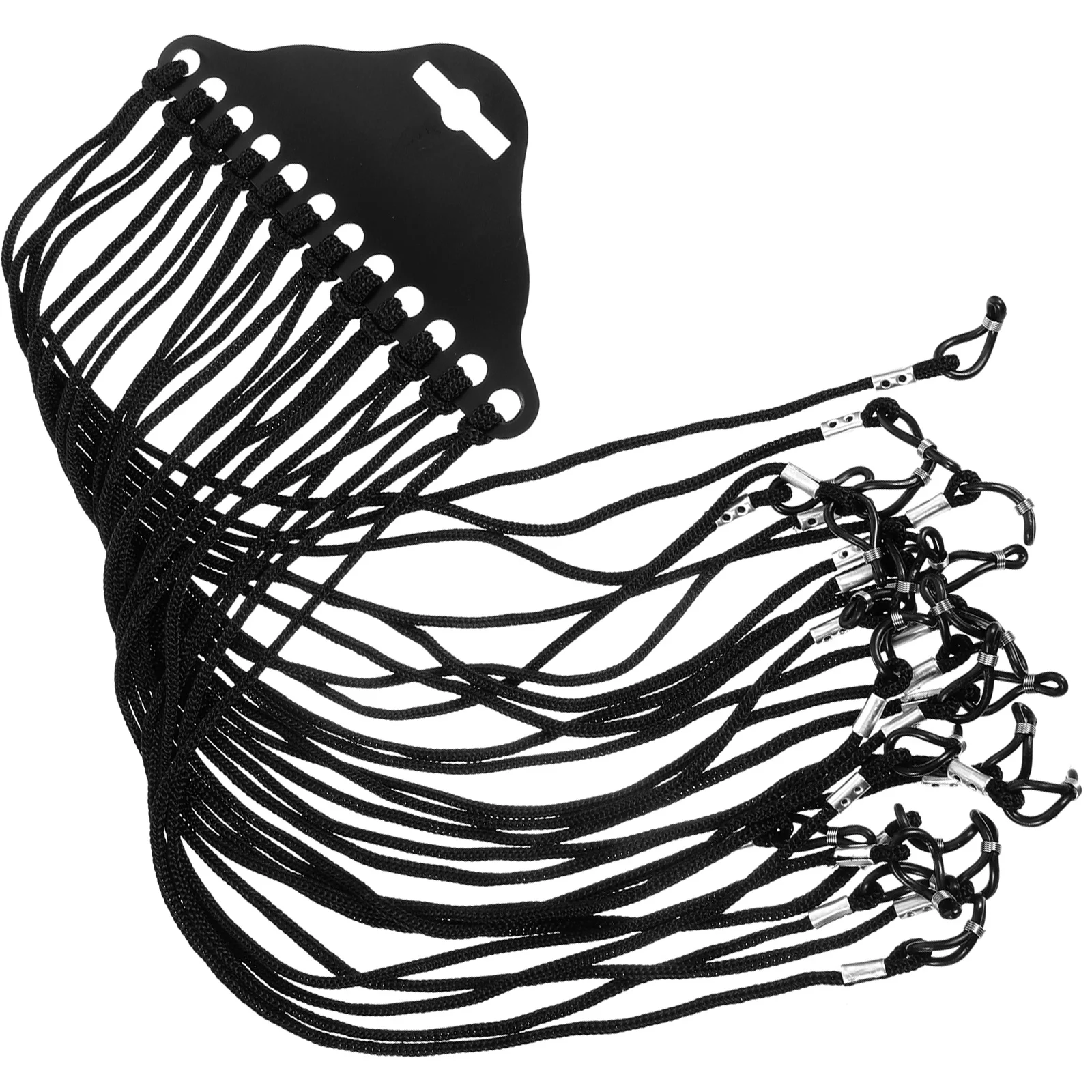 12pcs Black Eyewear String For Glasses Scratch Resistant Durable Rubber Loop Sunglass Cord Eyeglass Neck Strap