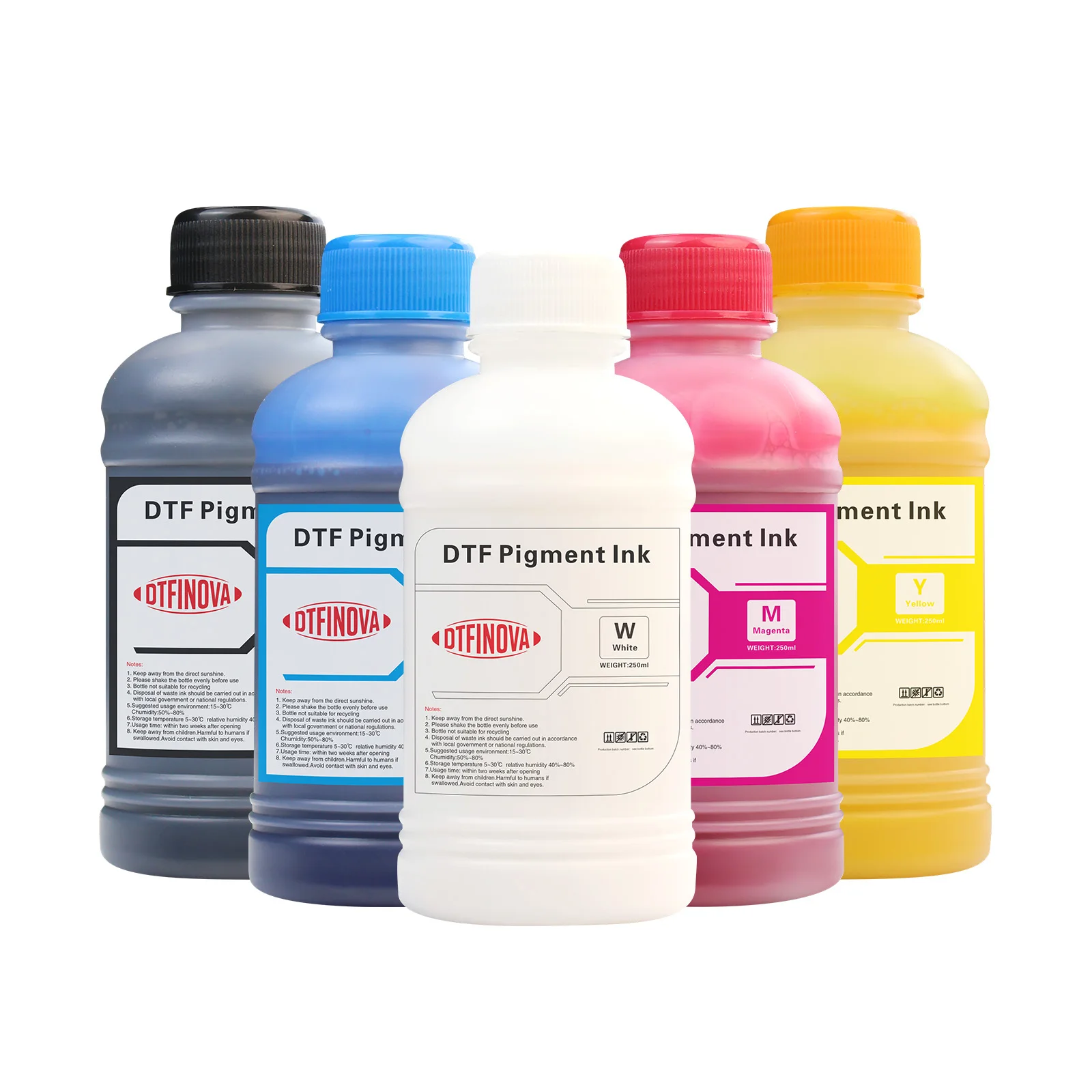 Un kit 250 ML DTFINOVA DTF ink kit for all DTF Printer Pet film pigment ink for DTF i3200 i1600 L1800 XP600 DTF Printer