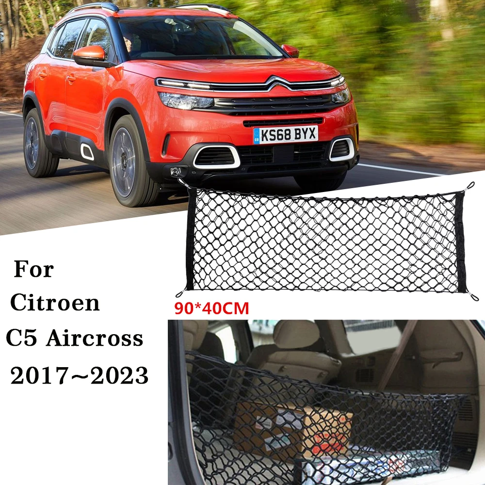 

Car Rear Trunk Net for Citroen C5 Aircross 2017~2023 Luggage Net Cargo Organizer Storage Nylon Mesh Net Stretchable Accessories