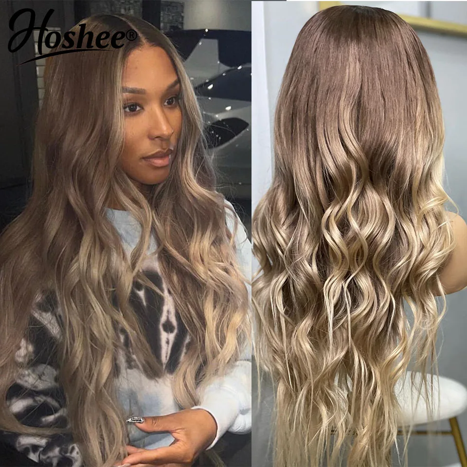 

Highlight Ash Blonde Lace Front Human Hair Wigs Body Wave Ombre Lace Frontal Wigs For Women Glueless HD Lace Wig Pre-Plucked