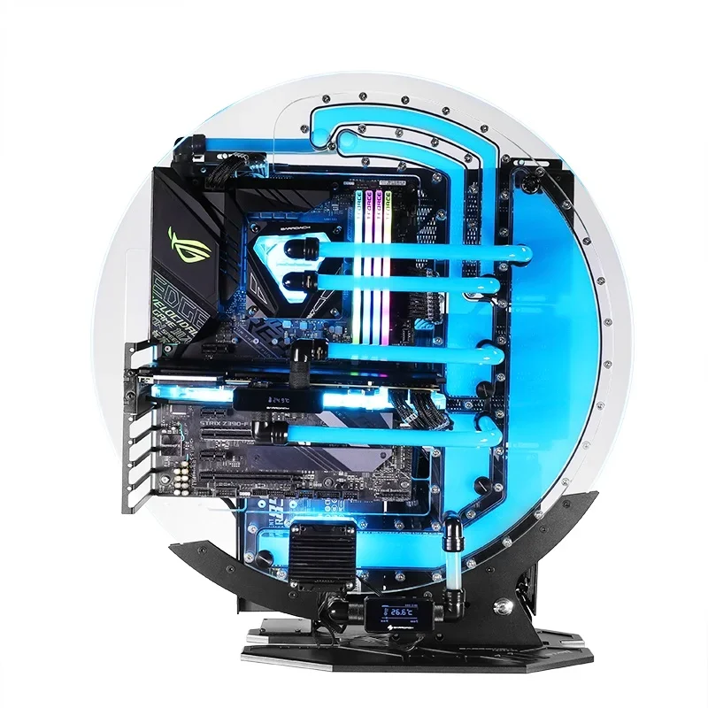 Barrowch Water Cooling MOD Case, STAR1 Series Limited Edition Round water-cooled Chassis, Gamer DIY House, FBCES-PA