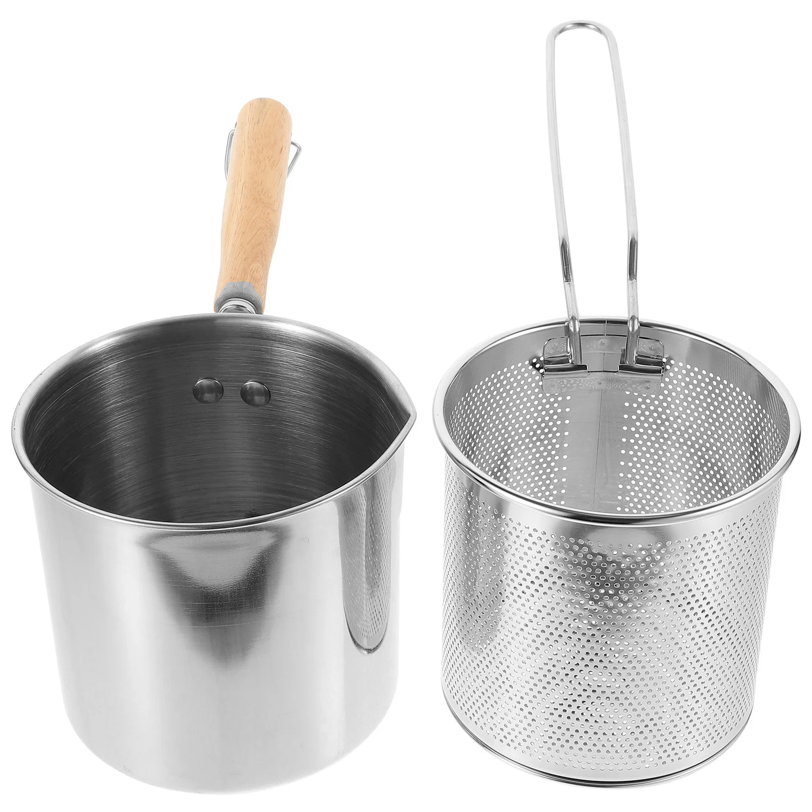 

1 set 1 Set Deep Fryer Basket Pot Stainless Steel Frying Pan Mini Fryer Kit For Home Cooking Tempura Frying Pot Metal Fry Basket