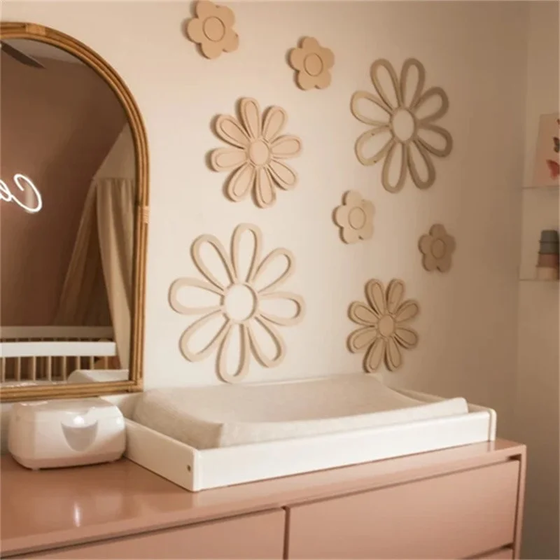 

Деревянные настенные цветы с ромашками, декор для детской комнаты в стиле бохо, декор для детской комнаты, украшение для ванной комнаты в фермерском доме, подарок на новоселье