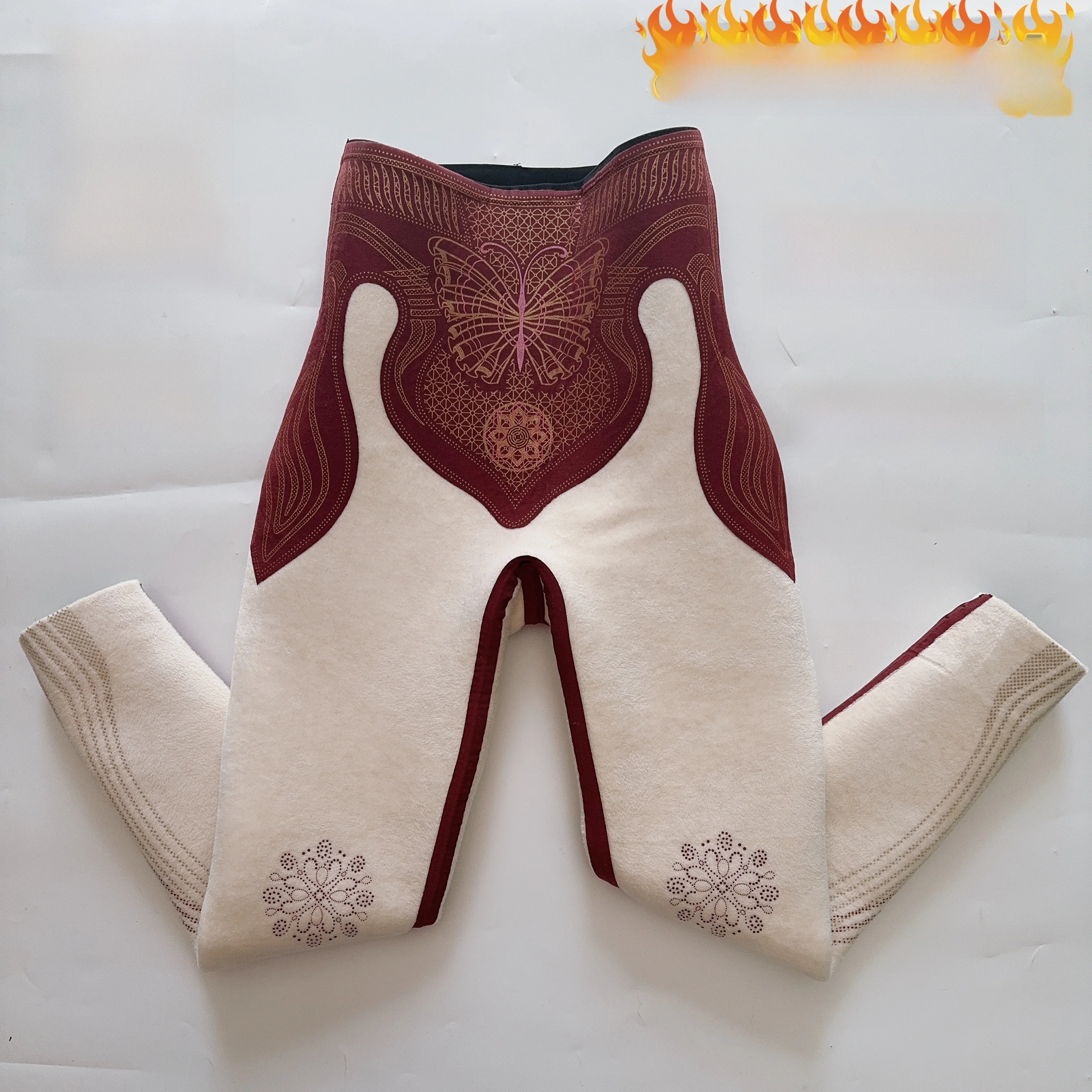 Pantalones de seda con cintura alta para mujer, ropa de abrigo con forro de Fce, pantalones de Arca para otoño e invierno, elemento térmico, tonificado dorado