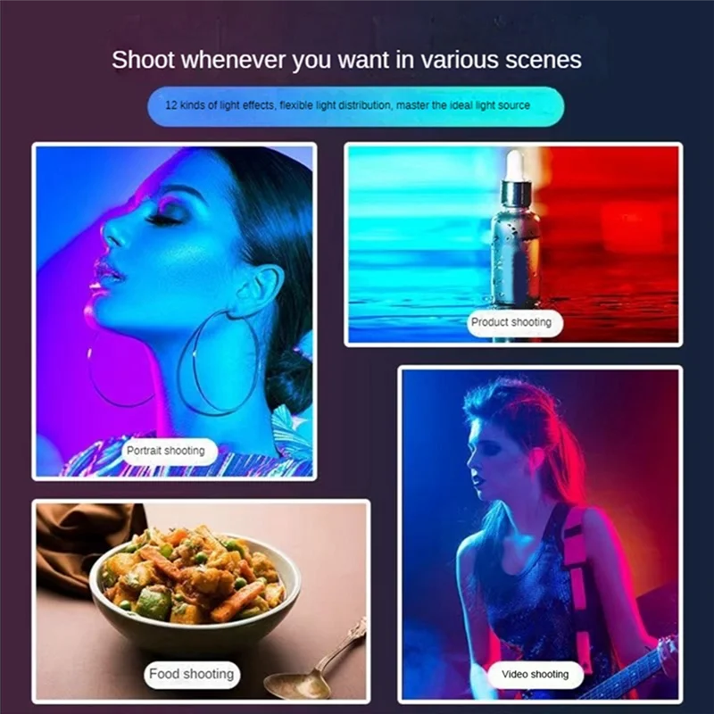

AAAF Portable Shooting Fill Light Photography Fill Light 3000K-6000K 18 Kinds Of Light Mode Switching, For Vlog Filming