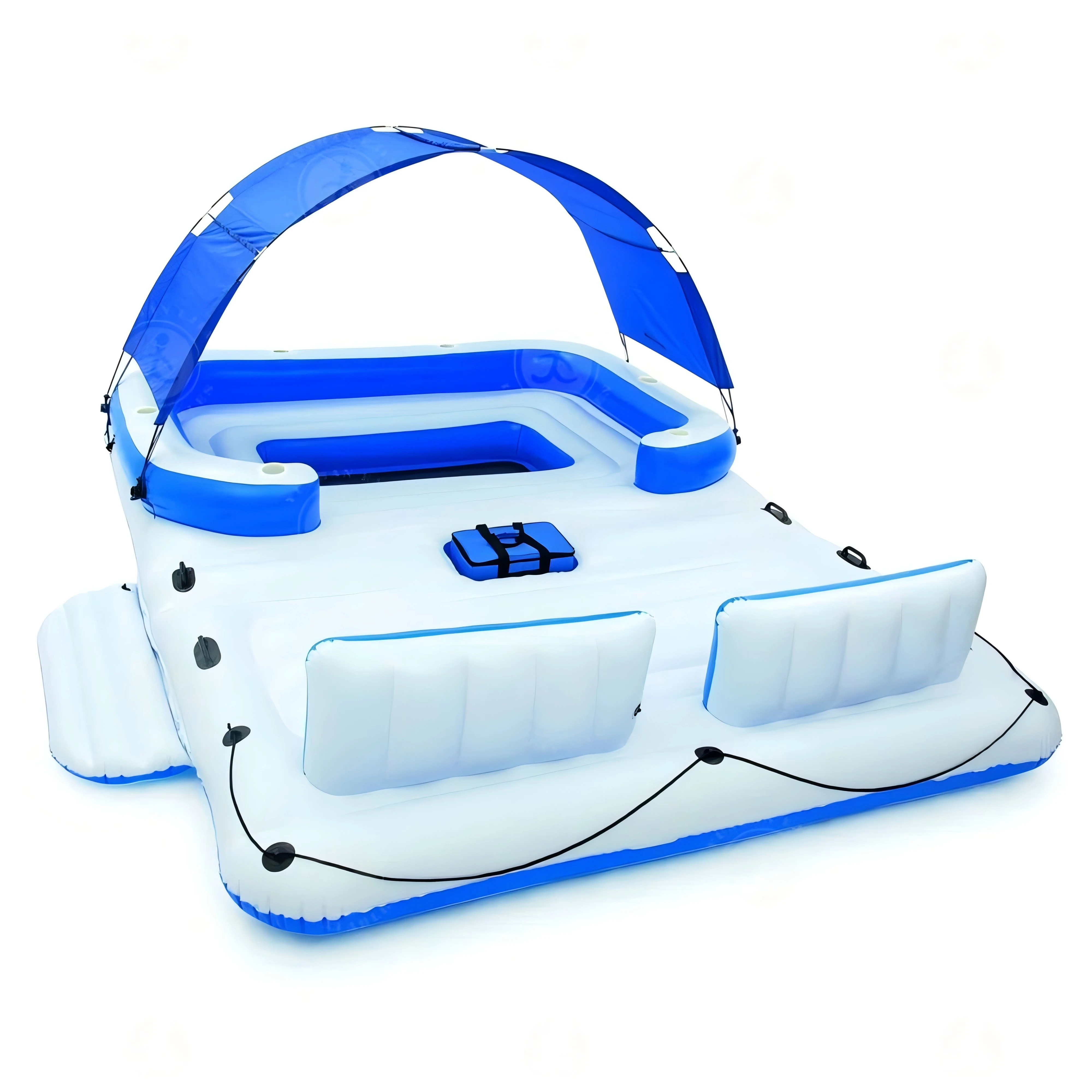 Summer Play Multi Person Use Inflatable Water Island Dock Tent Water Float With Sunshade for Adults and Kids