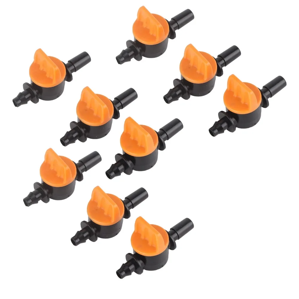 50pcs PP Drip Irrigation Valve 4/7mm Micro Tubing Mini Garden Water Pipe Valve 6mm Outer Diameter Compact
