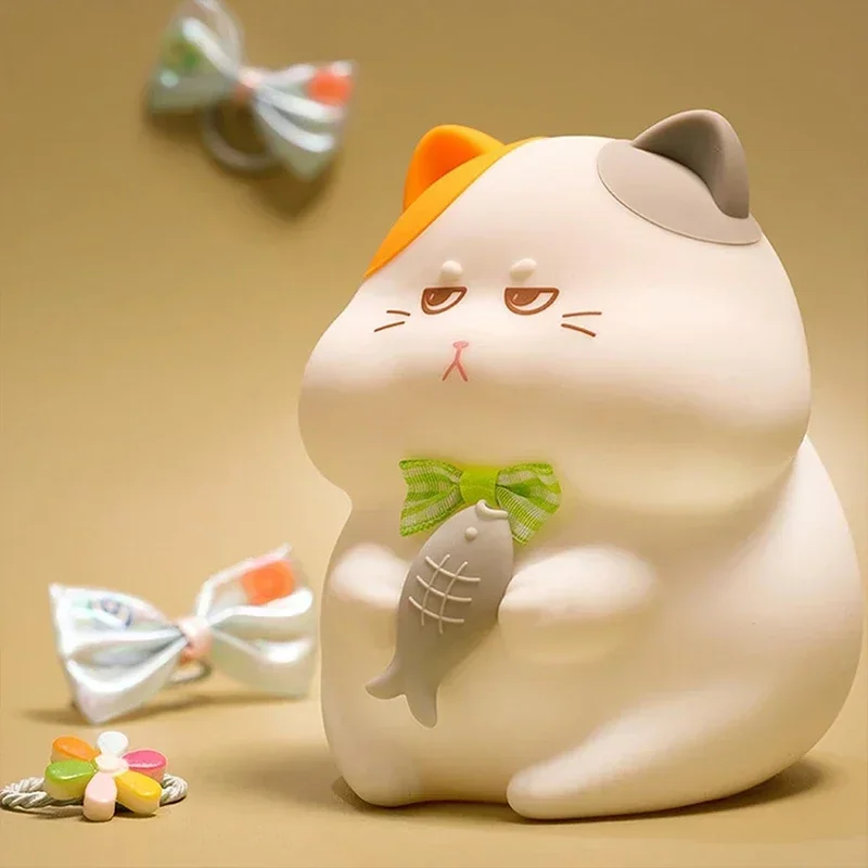 Greedy Cat Night Light USB Rechargeable Warm and RGB Nursery Sleeping Lamp Kawaii Cordless Night Lights For Kids Room Decor