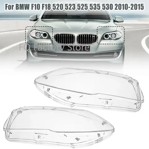 BMW 5 시리즈 F10 F18 520 523 525 535 530 2010-2017 헤드 램프 커버 클리어 쉘용 페어 카 전조등 렌즈 커버