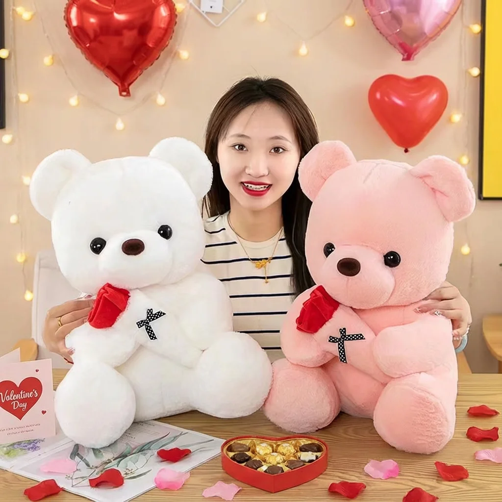 Urso de Pelúcia Rosa Fofo, Brinquedo de Pelúcia, Presente Romântico para Namorada, Dia dos Namorados, Aniversário e Presente de Aniversário de Casamento