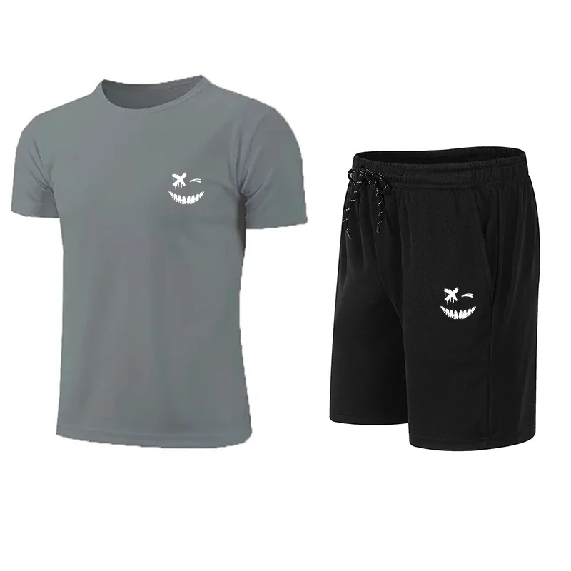 Camiseta de manga corta y pantalones cortos para hombre, ropa deportiva informal para Fitness, conjuntos deportivos de secado rápido, conjuntos para correr de verano, S-3XL, 2 piezas