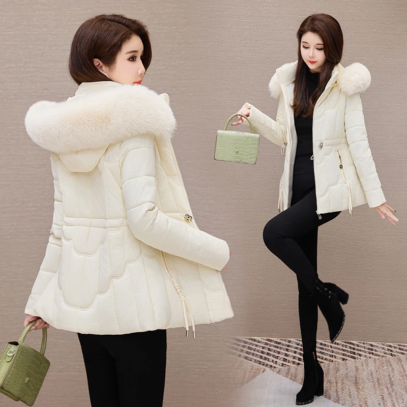 

Women's down Cotton Jaet ort Thiened Slim Fit Removable Cap Winter Coat Warm Comfortable Zipper Closure Long Sve