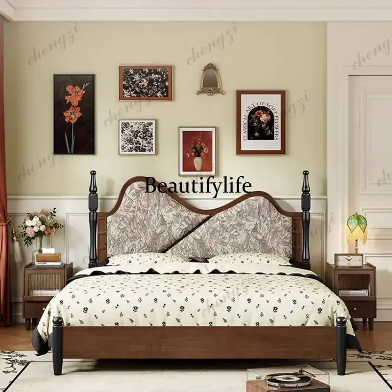 Cheap Brown European Double Bed Nordic Vintage Wood Storage European Double Bed Japanese Adults Camas De Dormitorio FurnitureN13