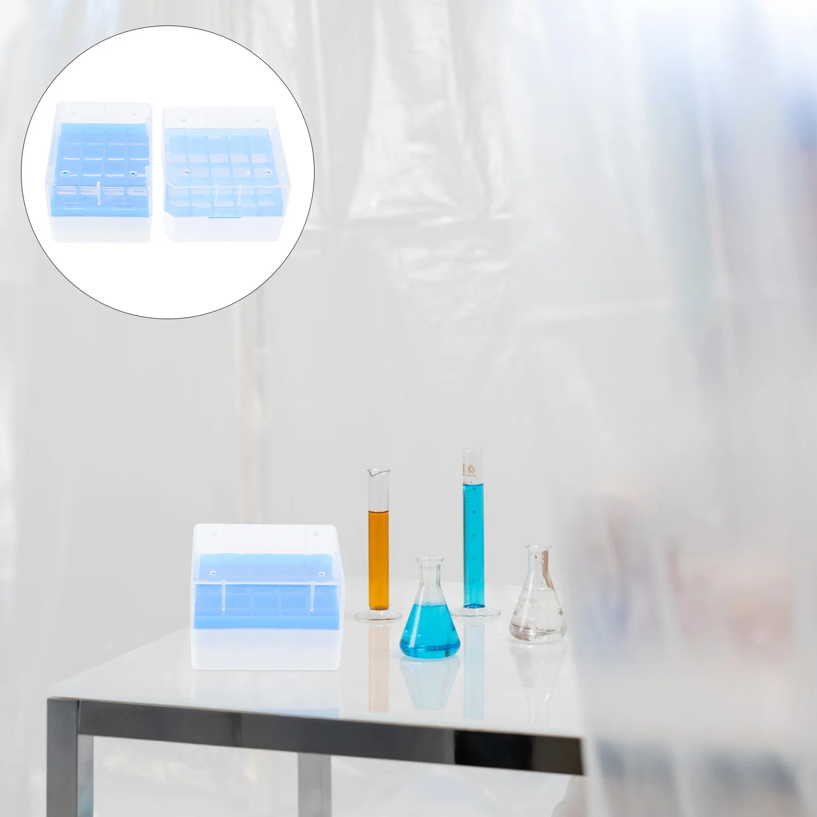2pcs Cold Tubes Storage Boxes Freezing Cryovial Storage Boxes ( Color) Plastic Cryovial Tube Box