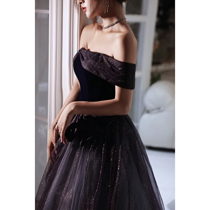 Sweet Bow Off The Shoulder Evening Dresses Tulle Elegant A-line Party Dress New Simple Vestido De Noche Plus Size Customized