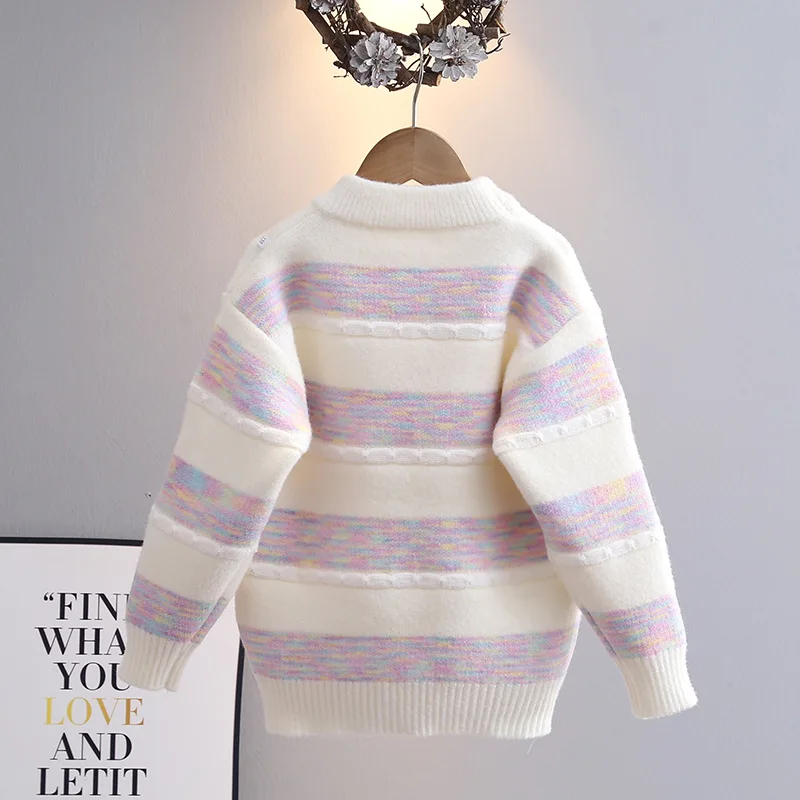 سترة عصرية للفتيات قميص أنيق بطبقة أساسية لخريف وشتاء 2025 نمط جديد النسخة الكورية متعدد الألوان للأطفال برقبة دائرية