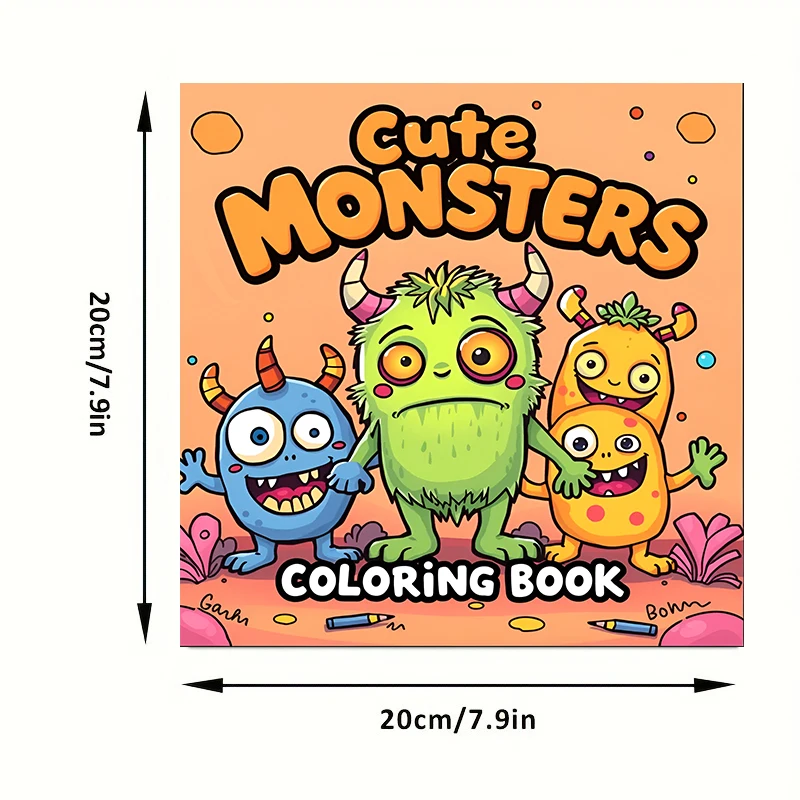 Libro para colorear de monstruos lindos de 28 páginas para adultos |   Suministros de dibujo Libro para colorear para Navidad, Acción de Gracias