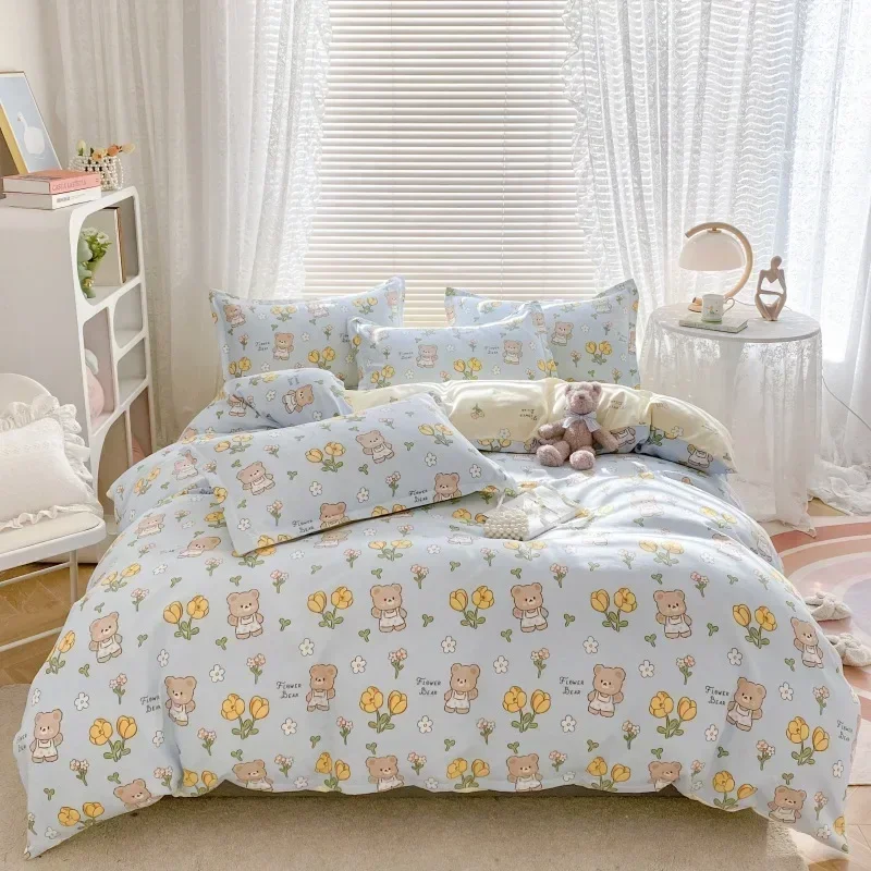 Fashionable bedding cute rabbit dinosaur double bed linen cartoon down duvet cover bedding pillow box large home textiles