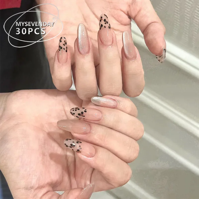 Hot Selling Wearing Nail Art Pieces A High-end Feel Autumn Cat Eye Leopard Print Nail Art Pieces Finished Product Detachable