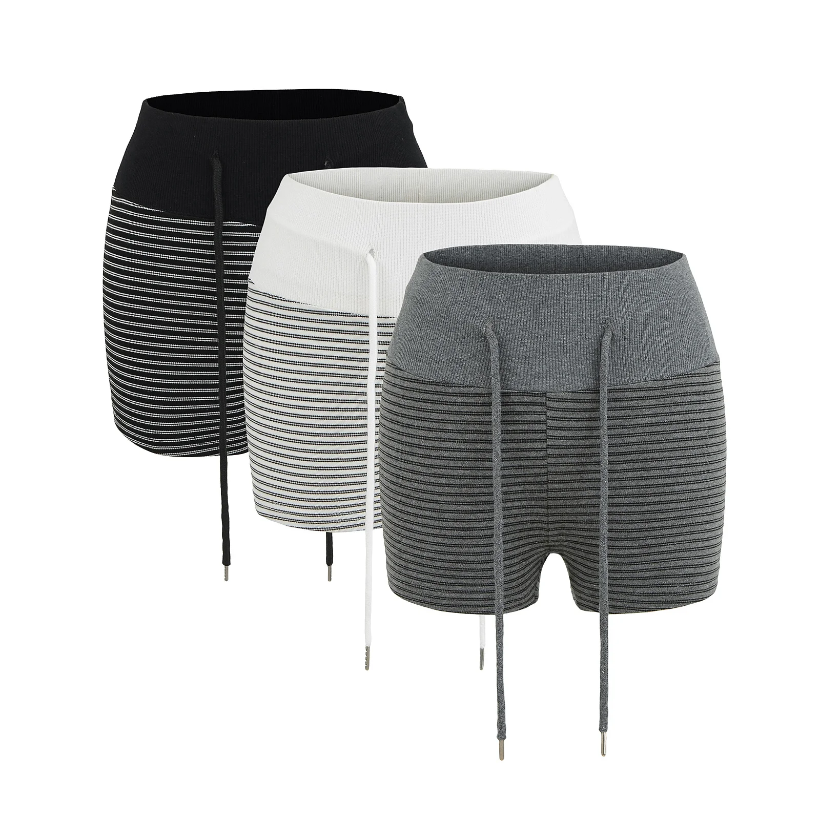 กางเกงขาสั้นเอวยางยืดแบบผูกเชือก สไตล์สตรีทแฟชั่น สำหรับผู้หญิง ใส่สบายๆ ในฤดูร้อน เหมาะสำหรับโยคะ ทรงเข้ารูป ขาตรง เอวสูง