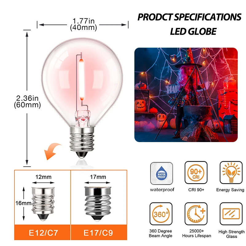 Imagem -04 - Lâmpada Led Colorida para Festoon Impermeável ao ar Livre Interior Decorativa G40 E12 220v 110v 25 Pcs 15 Pcs 10 Pcs Pcs