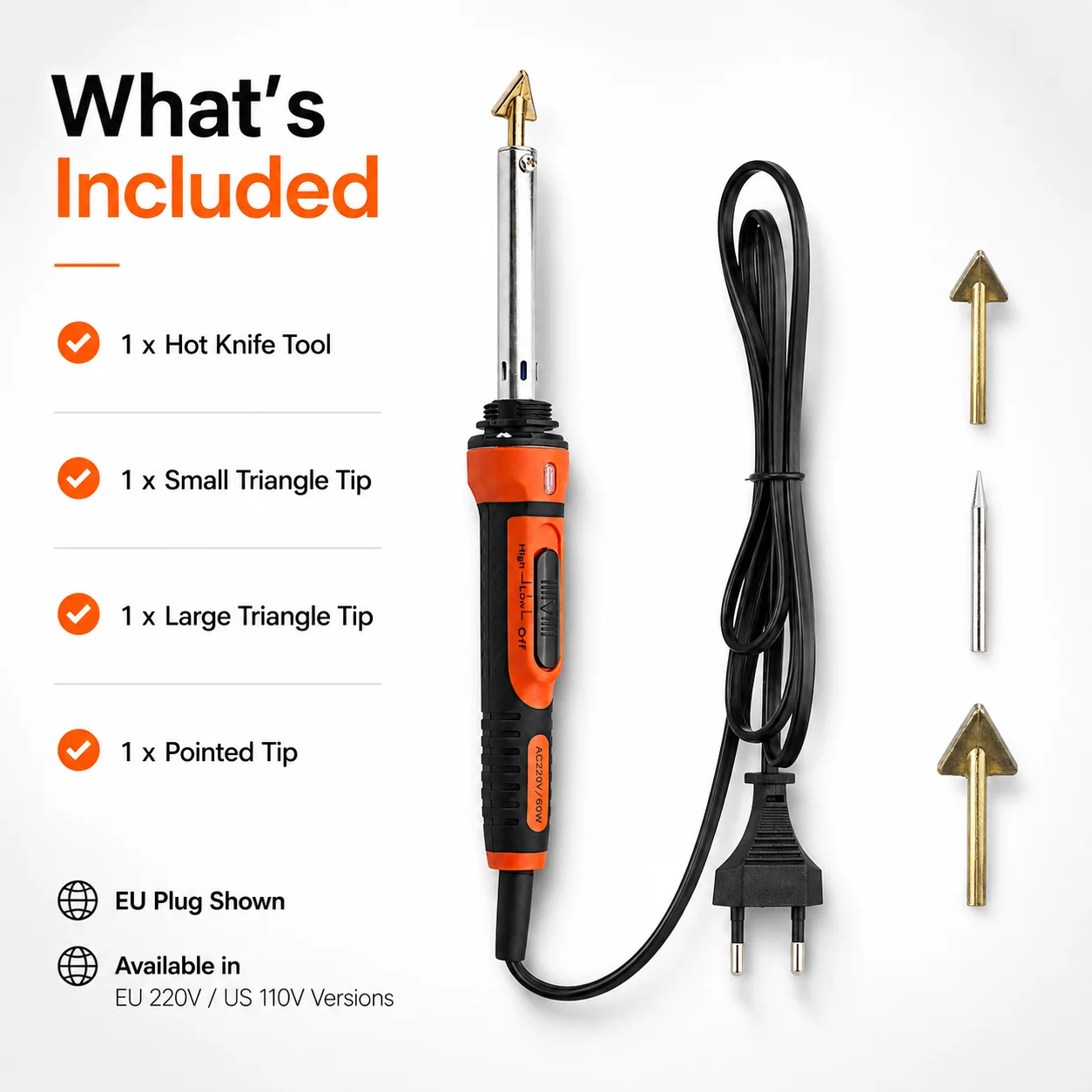 Pro Plastic Repair Soldering Iron 220V/110V for Car Bumper & Damaged Plastic Temperature Adjustable Include PP/PE/ABS/PVC Solder