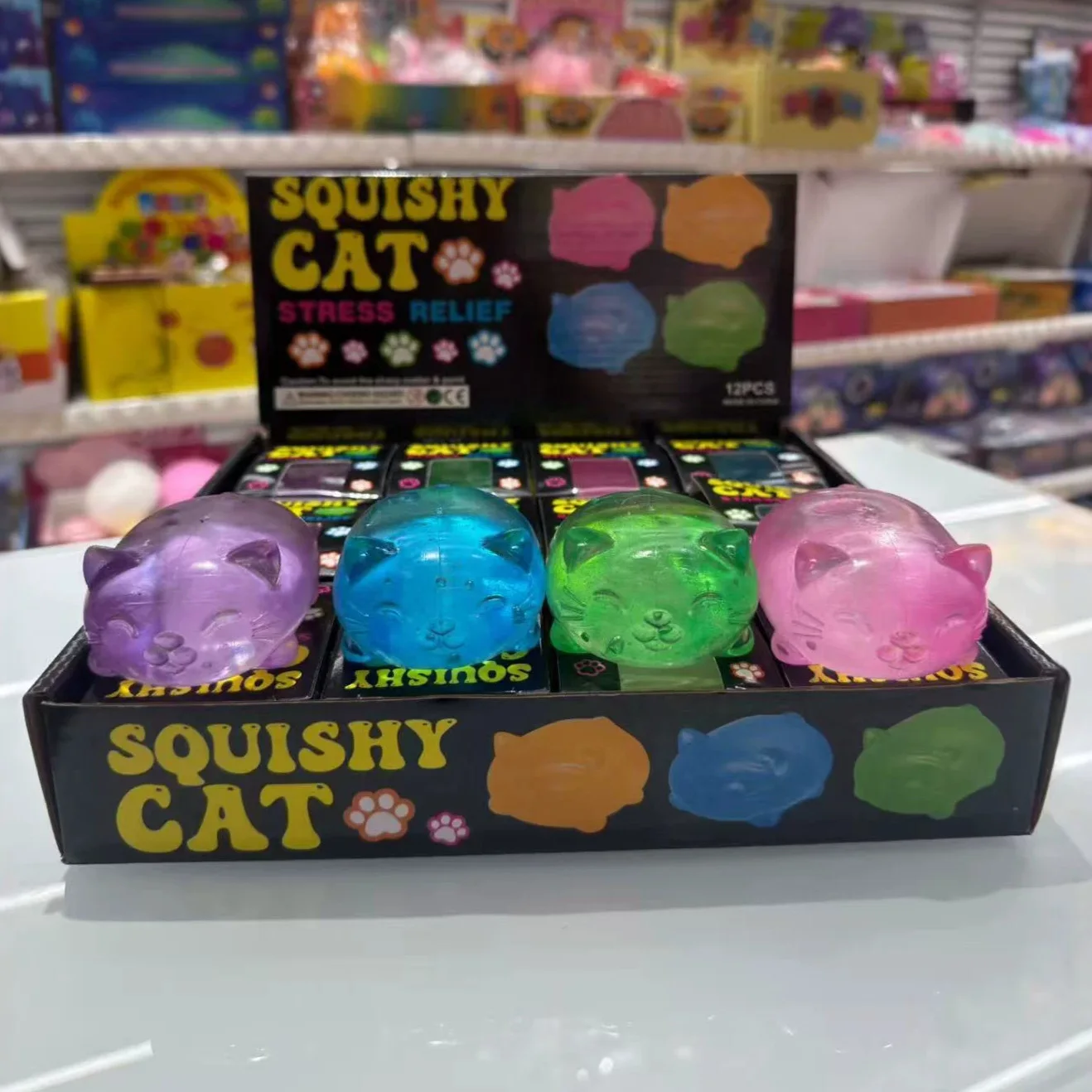 Lot de 12 jouets squishy chat rembourrés de maltose, à remontée lente, animaux mignons anti-stress et décompression, vente en gros