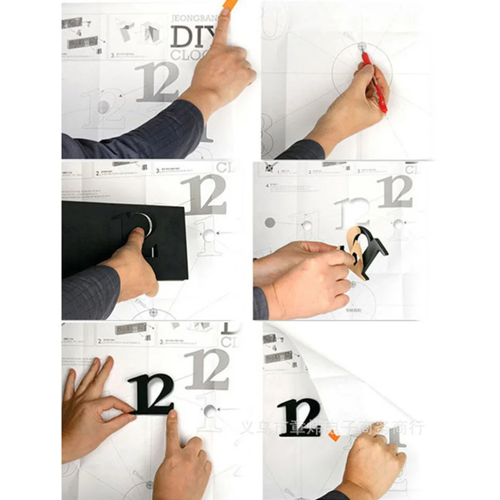 

Number Wall Clock Self-Adhesive Silent Waterproof Non-Toxic Frameless Hanging Clock For Home Living Room Bedroom Office