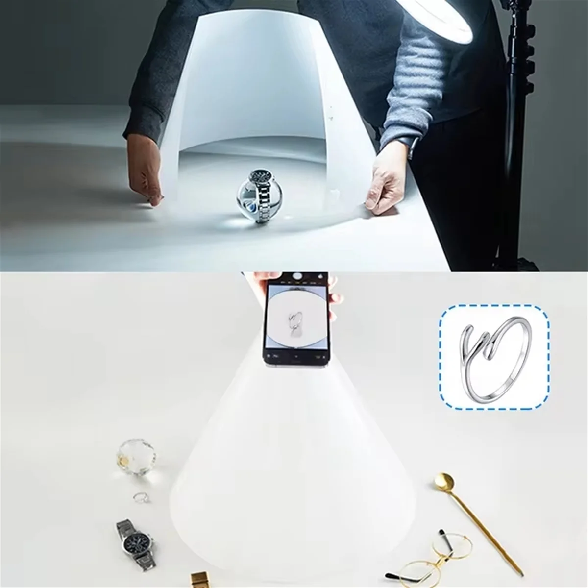 กรวยกระดาษสปอตไลท์สำหรับสตูดิโอถ่ายภาพบอร์ดเรียวกระจายเครื่องประดับบอร์ดเติมไฟอุปกรณ์ประกอบฉากการถ่ายภาพ