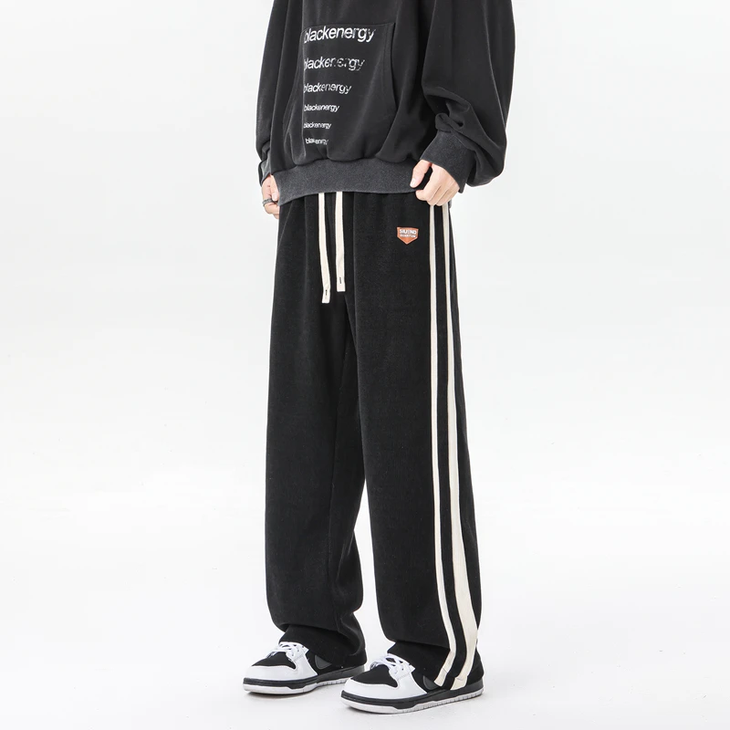 

2026 new fashionable striped casual pants American loose straight leg casual pants men's large casual pants