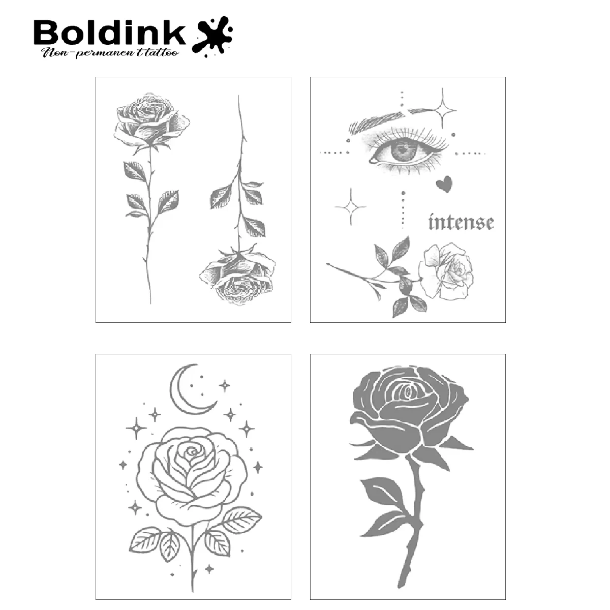 ملصقات وشم Boldink Romantic Rose - سحر عصير الأعشاب، آخر 2-3 أسابيع. آمنة على نباتية، مقاومة للماء وغير مؤلمة.