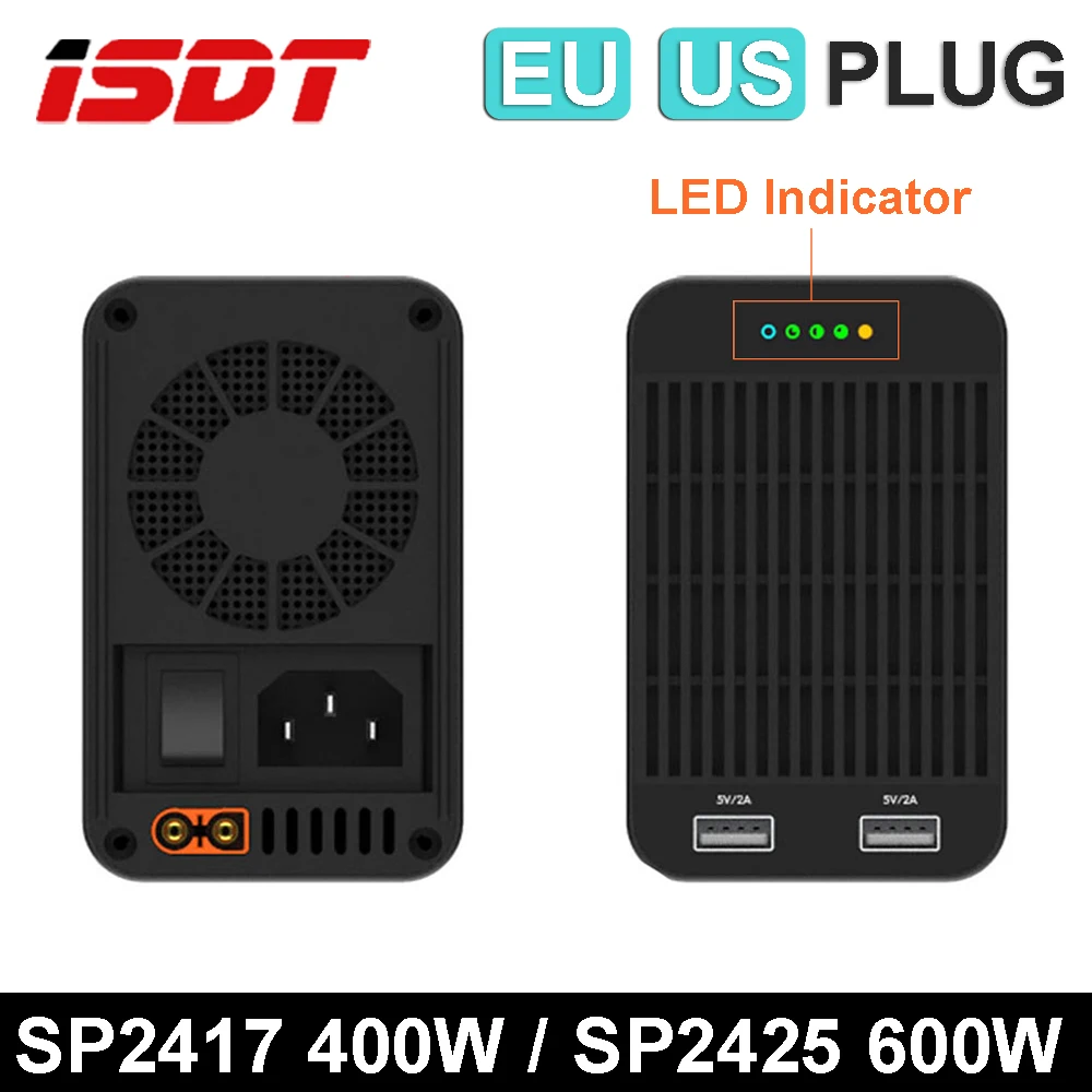 

ISDT SP2417 400W SP2425 600W DC 24V BattGo Smart Battery Charger Discharger with LED Indicator Dual USB Charging Output Adapter