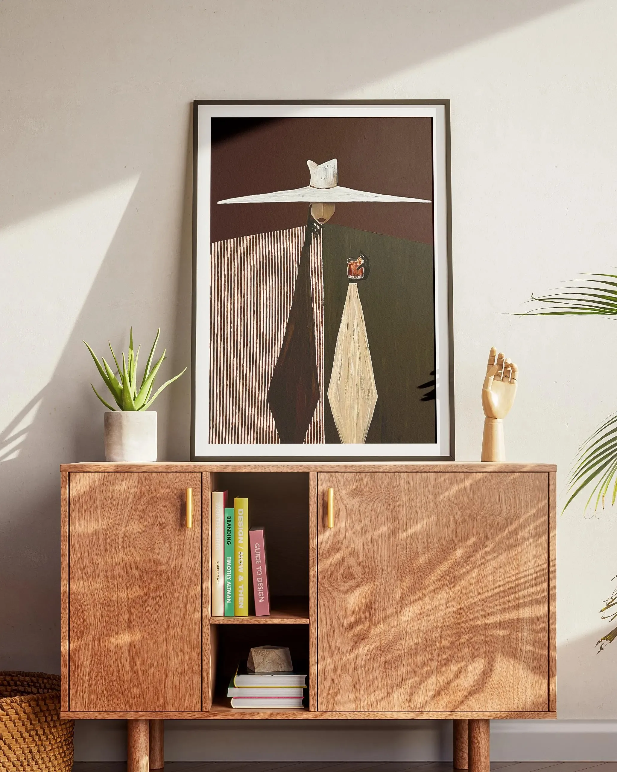 Minimalist digital prints depicting a woman wearing a white hat,modern figurative wall art posters,home living room decorations.