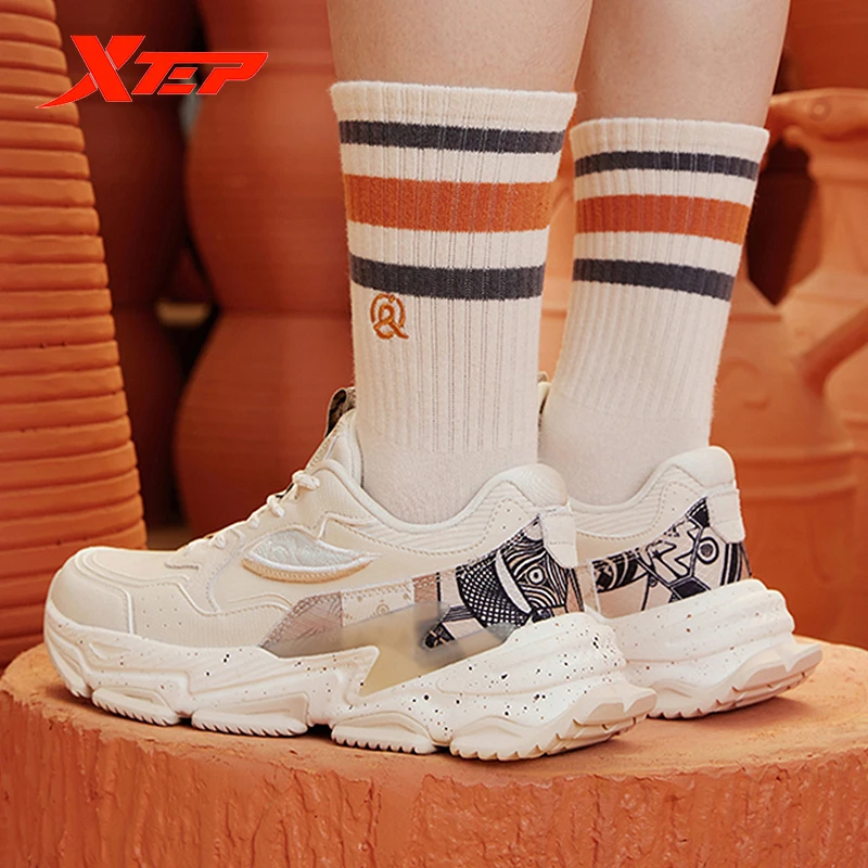 Xtep Chinoiserie Sports Shoes For Women Autumn Fashion Soft Thick Bottom Sneakers Stability Outdoor Running Shoes 878318320035