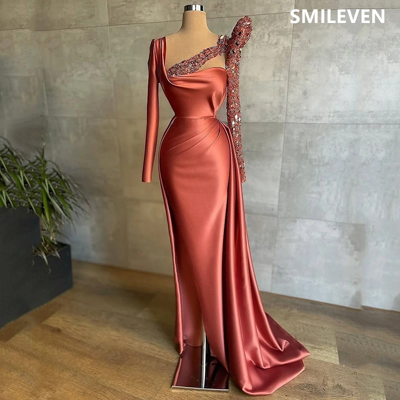 

Smileven Mermaid Sexy Prom Dress Saudi Arabia Appliques Party Gowns Long Sleeves Length Formal Evening Dress Customized 2025