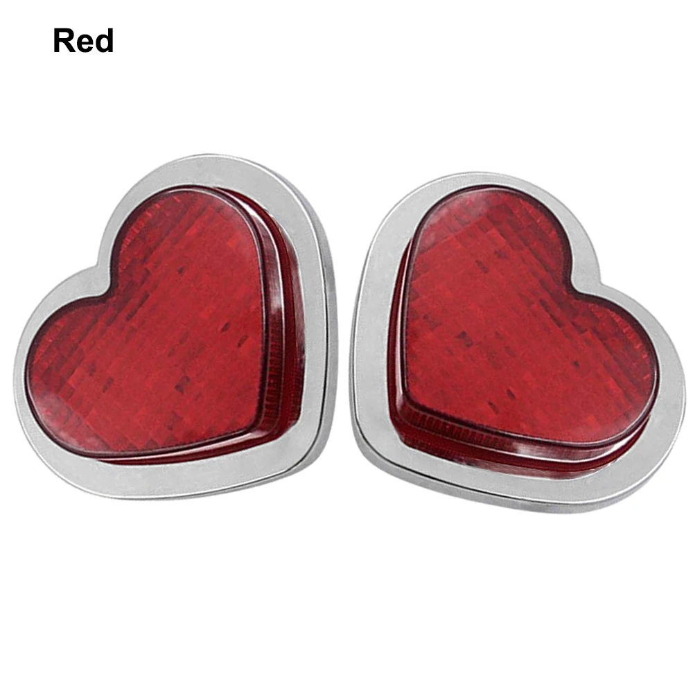 2PCS Red Heart Shaped Side Marker Turn Signal 12V Accessory LED Light FOR Cars Vans Trucks Trailers