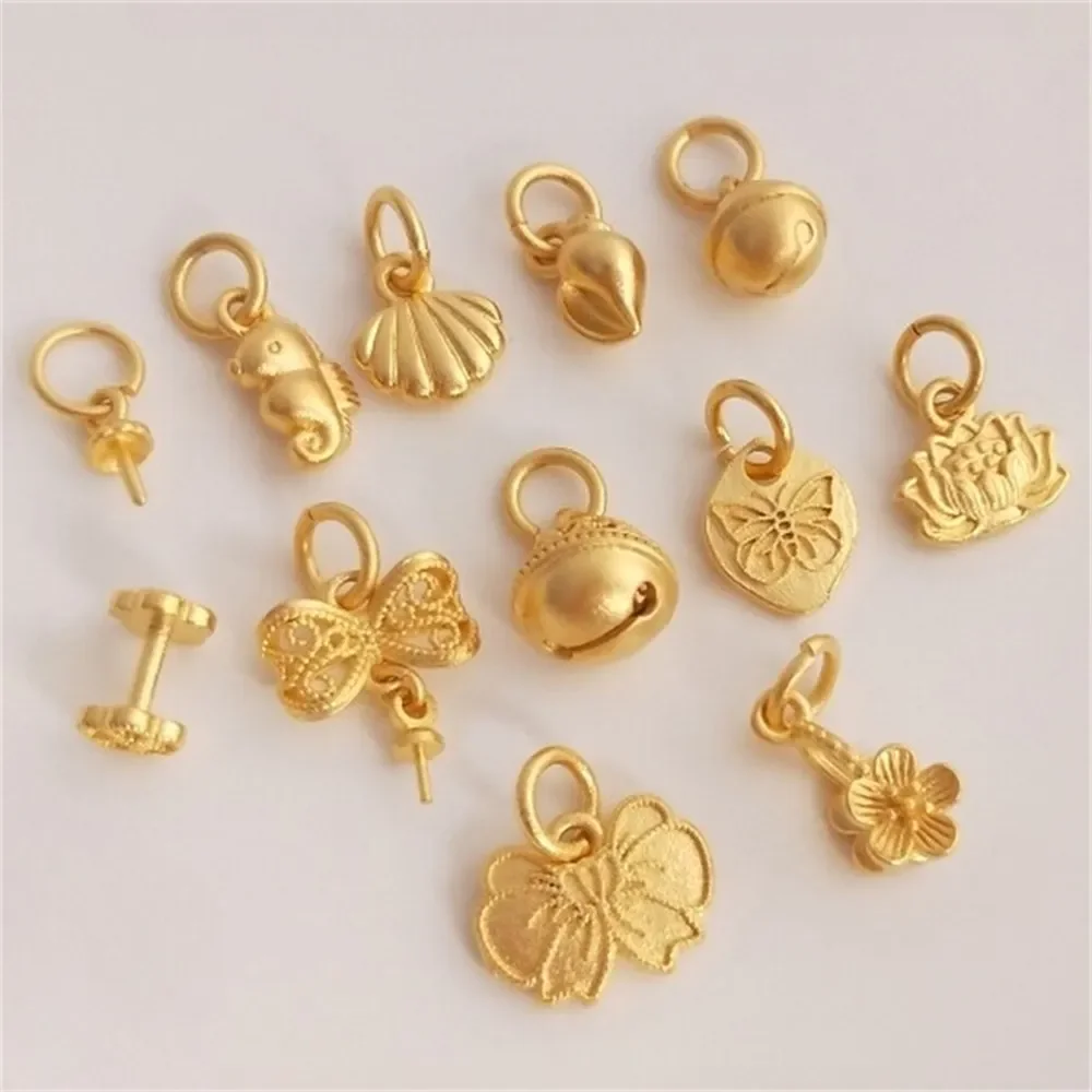 

Advanced Sand Gold Half Hole Bead Holder Pendant Ocean Series Bow Knot Bell Pendant DIY Jewelry Charms Accessories K393