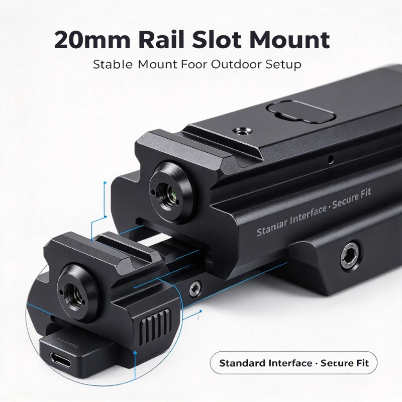 Aluminum Alloy 20mm Rail Slot Laser Calibrator Type-C Charging Red & Green Beam Portable Outdoor Optical Dot Positioning Device