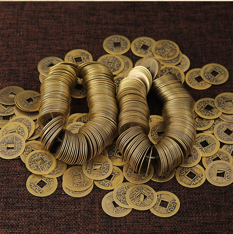 150Pcs Chinese Copper Coins Craft Money Blessing Ancient Antique I Ching Retro Collectible Curio Souvenir Feng Shui Lucky Gift