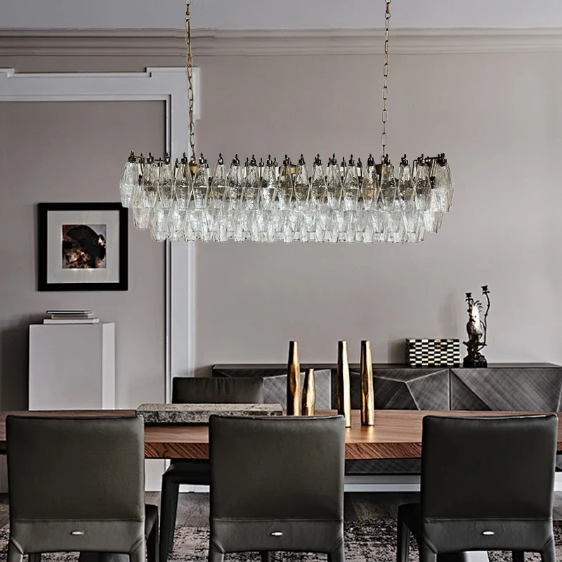 Nordic Vintage Pink Gray Clear Glass Ceiling Pendant Light Long, Home Decoration Dining Room Pendant Lamp Luxury Suspension Lamp