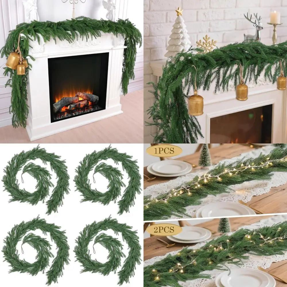 

Artificial 9-Foot Christmas Pine Garlands, Premium Faux Greenery for Holiday Table Centerpieces and Winter Decor