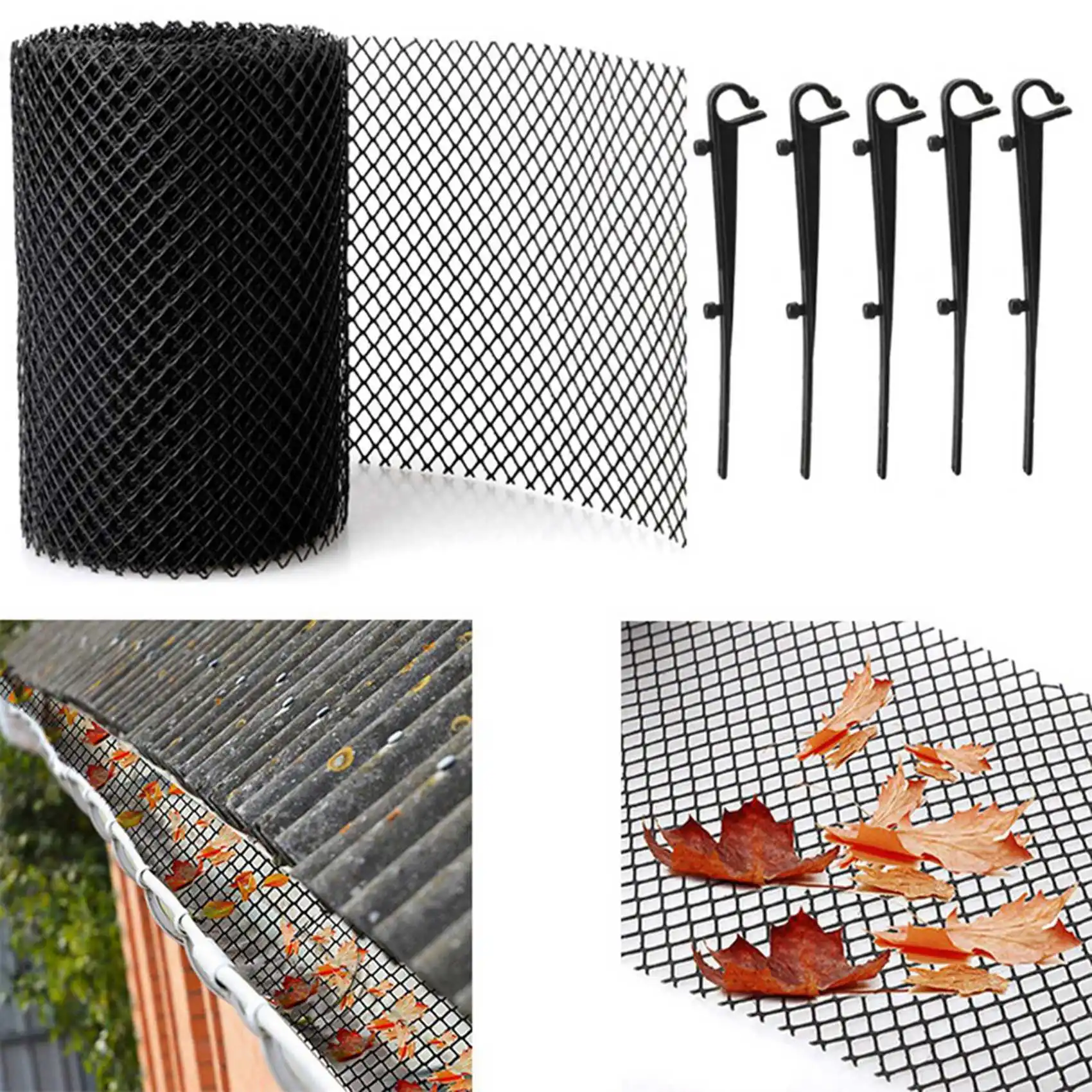 HLZS-2X Mesh Gutter Guard Leaf Protection Mat Guttering Block Leaves Prevent Clogging Garden Protection Net