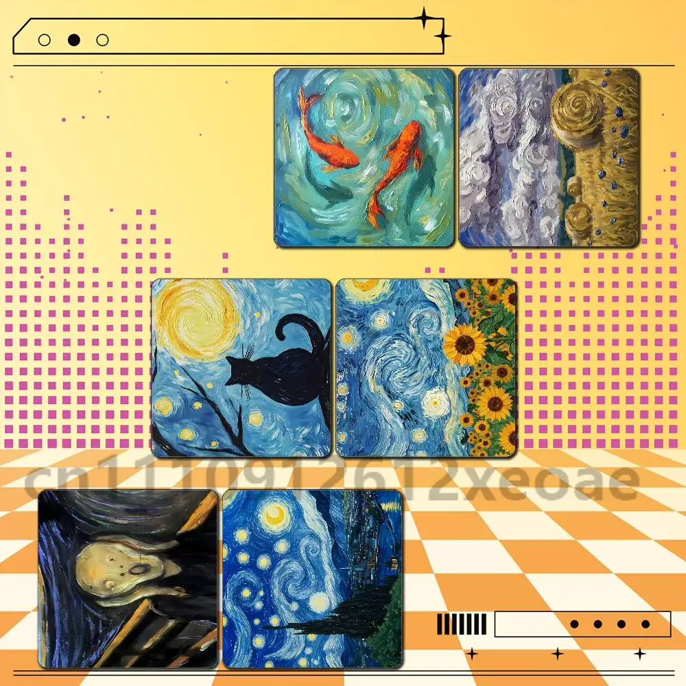 Vincent van Gogh Painter 2PCS Set PVC Fridge Magnet 55x55mm Square Magnetic Sticker for Kitchen Home Decor Gift