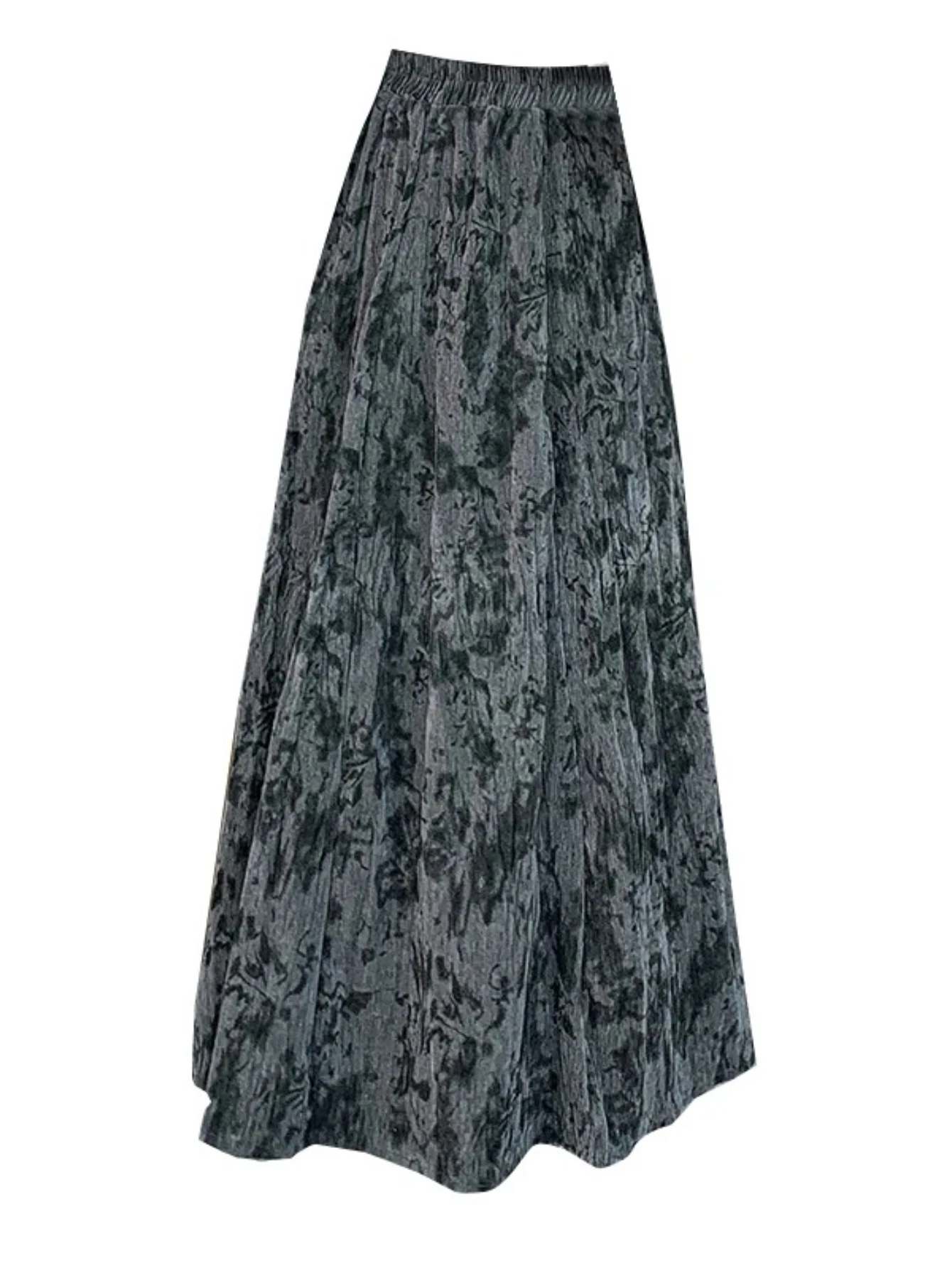 Jupes longues parapluie en laine pour femmes, ample, Vintage, imprimé Floral, plissé, ligne a, nouvelle collection automne hiver 2025