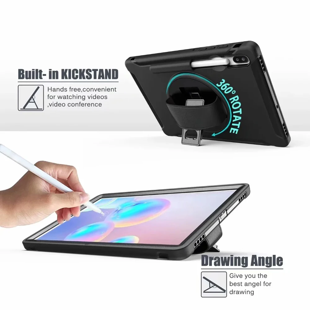 Case for Samsung Galaxy Tab S6 TabS6 10.5 T865 T860 T866 360 Rotation Stand Shockproof Fundas Tablet Cover Hard PC Silicon Shell